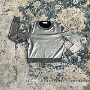 Silver Metallic Long-Sleeve Zara Top